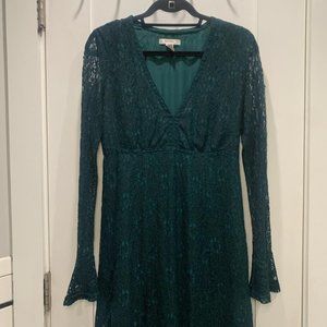 Forever 21 Forest Green Lace Waterfall Dress